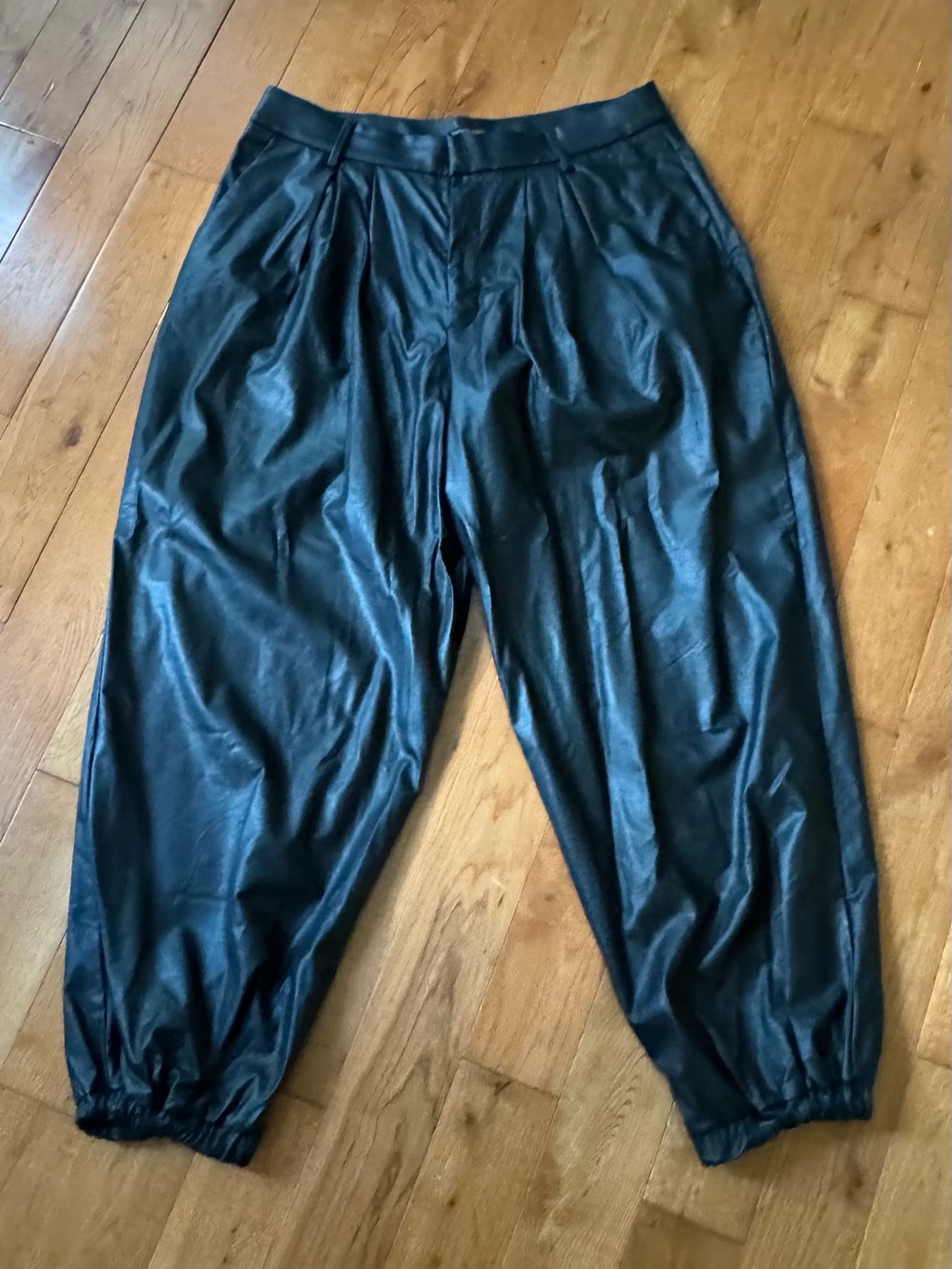 Black Vegan Leather Joggers Like New Size 12